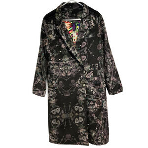Custo Barcelona Long Statement Art-to-Wear Printed Embellished Overcoat, Size M